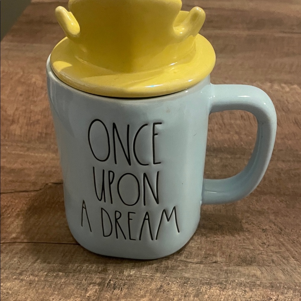 Rae Dunn Blue Mug with Yellow Lid